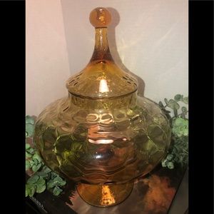 Vintage large pedestal container with lid